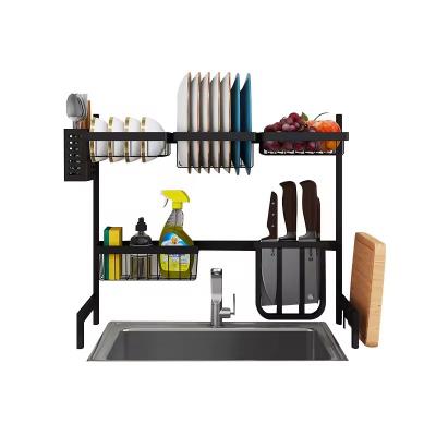 New style Kitchen 2 Tiers 79cm/31.1in Easy Install Non-Slip Chrome Plated Dish Dryer Drying Racks Storage Shelf Dish sink rack