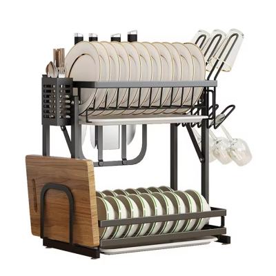 New style 2-layer drainer rack dish drying kitchen countertop storage foldable large organizer wall mounted dish drying rack